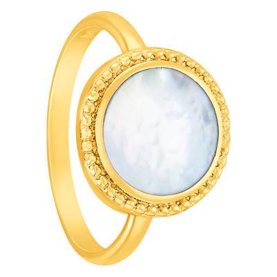 Bague ronde nacre plaque or - Naïades