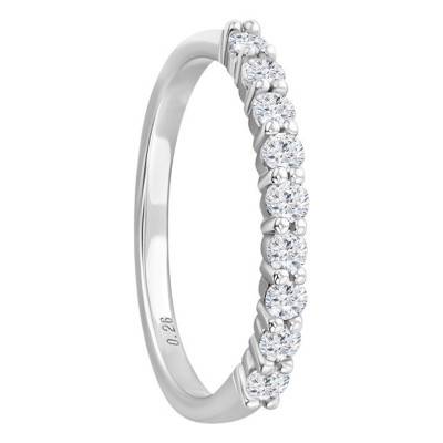 Rieuse Half Eternity Wedding Ring in 750/1000 White Gold & Half-Set Diamonds 0,26 ct, Width 1 mm - Amore