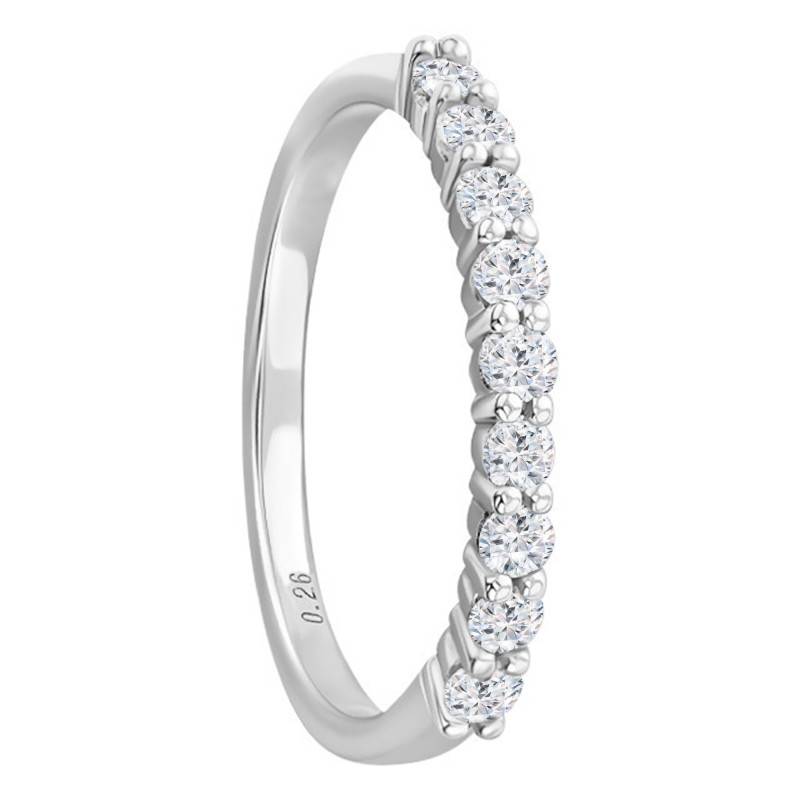 Rieuse Half Eternity Wedding Ring in 750/1000 White Gold & Half-Set Diamonds 0,26 ct, Width 1 mm - Amore