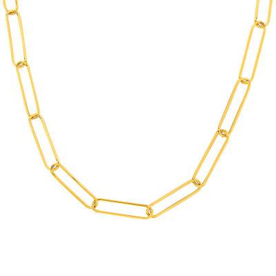 Collier Maille Oblongue Plaqué Or, Longueur 45cm - Naïades