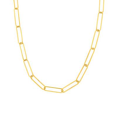 Collier Maille Oblongue Plaqué Or, Longueur 45cm - Naïades