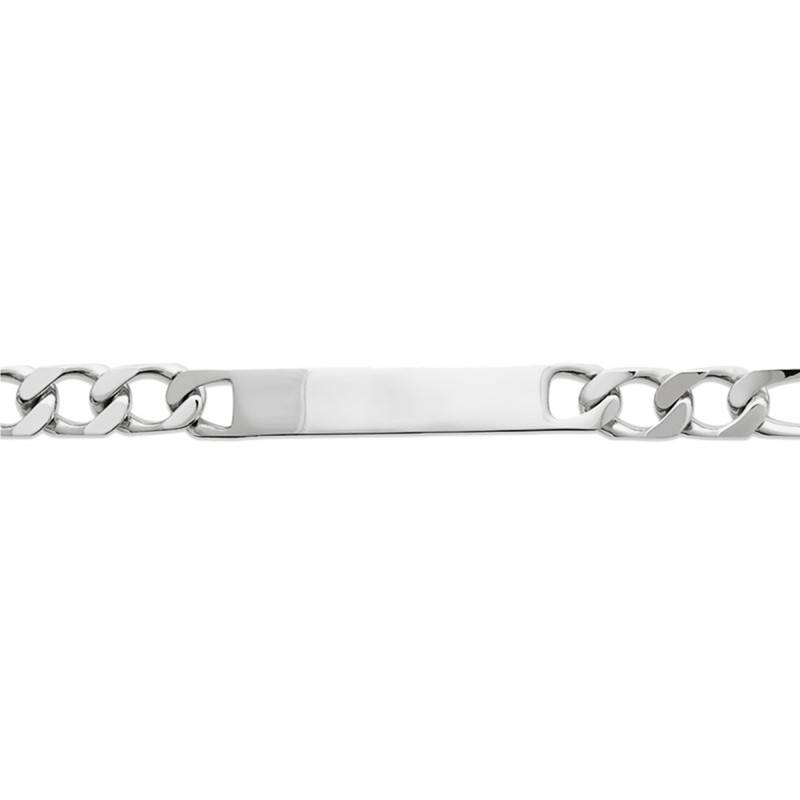Figaro Chain ID Bracelet in Silver, Length 22 cm, Width 9 mm - Naïades
