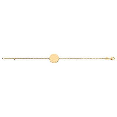 Yellow Gold-Plated Hammered Circle Bracelet, 16 cm to 18 cm Length - Naïades