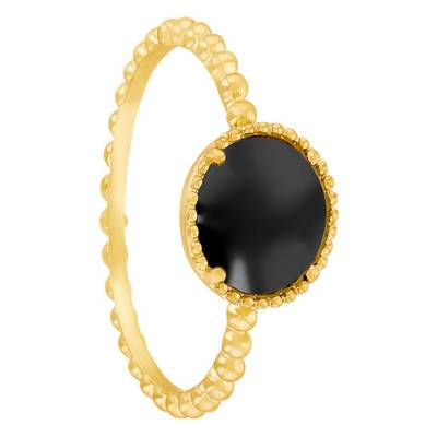 Bague Perla Ovale Plaqué Or & Agate Noire - Naïades