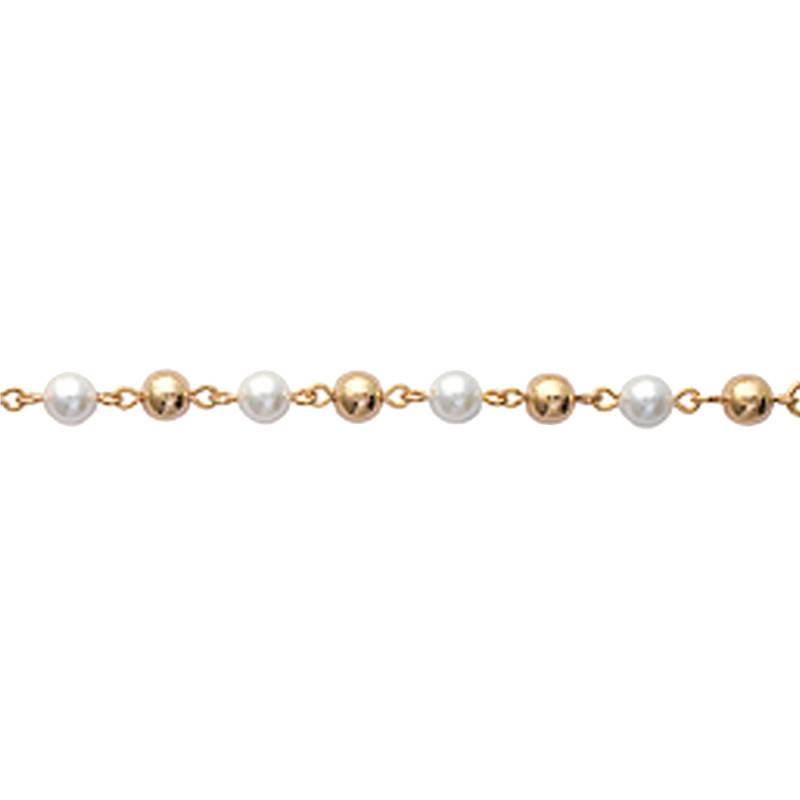 18K Yellow Gold-Plated White & Gold Pearl Bracelet, 18 cm - Naïades
