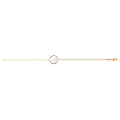 750 Yellow Gold-Plated & Round Mother-of-Pearl Bracelet, Length 18 cm, Width 1,30 mm - Naïades