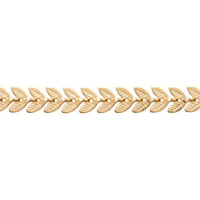Yellow Gold-Plated Laurel Leaves Bracelet, 16 cm Length - Naïades