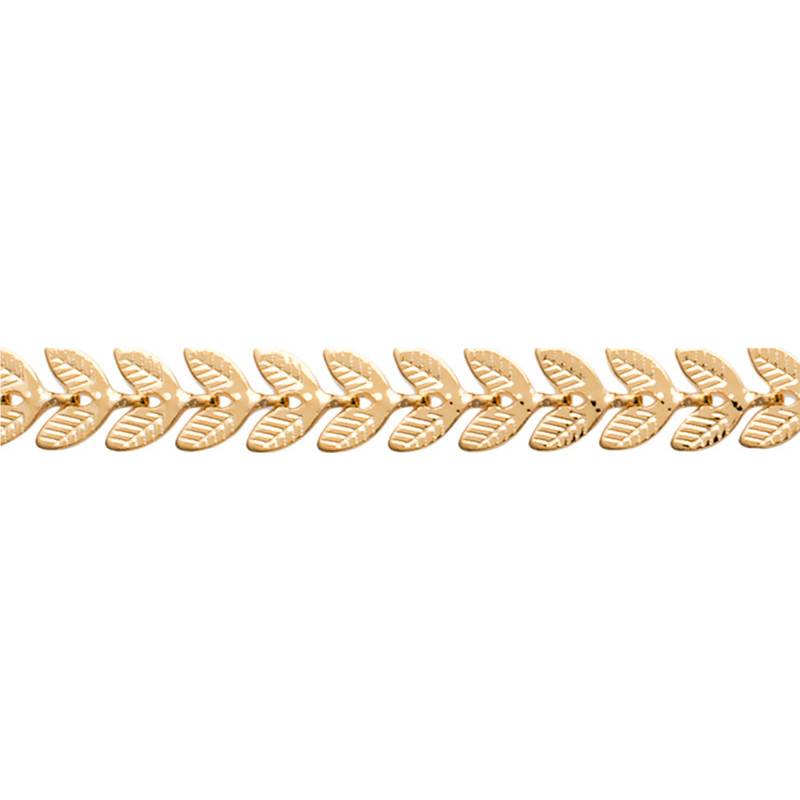 Yellow Gold-Plated Laurel Leaves Bracelet, 16 cm Length - Naïades