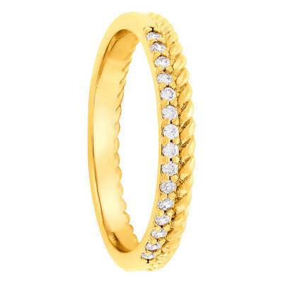 Bague plaqué or tressé zircons - Naïades