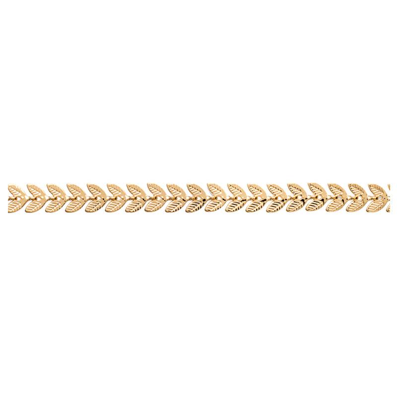 Yellow Gold-Plated Laurel Leaf Bracelet, 18 cm Length - Naïades