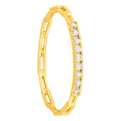Bague Chaîne & Oxyde de Zirconium, Plaqué Or - Naïades