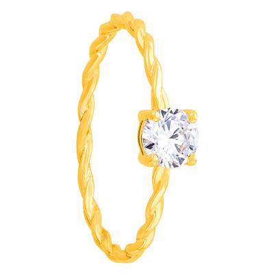 Bague Torsadée Plaqué Or & Oxyde de Zirconium - Naïades