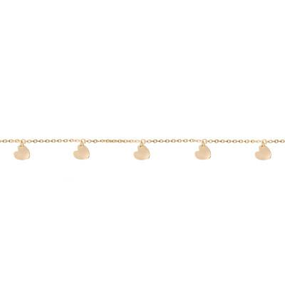 Bracelet Pampilles Coeurs Plaqué Or 750, Longueur 18 cm - Naïades