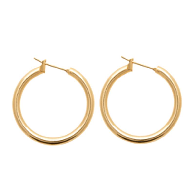 Gold-Plated 750 Thick Hoop Earrings, 30 mm Diameter - Naïades