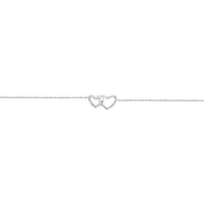 925 Silver Double Intertwined Hearts Bracelet, Length 18 cm - Naïades