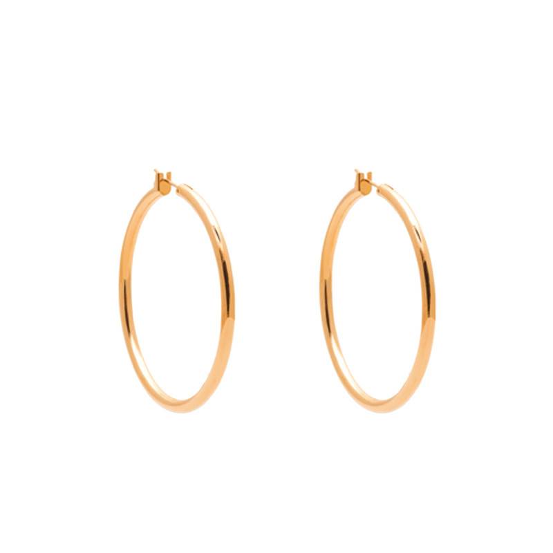 750/1000 Gold-Plated Thick Hoop Earrings, Diameter 50 mm - Naïades