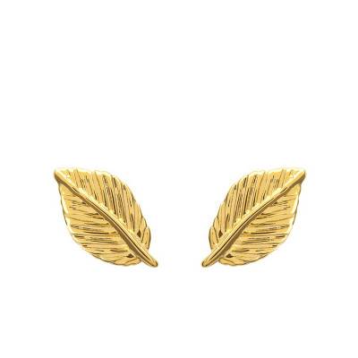 Boucles d'oreilles fantaisie feuille, plaqué or jaune - Naïades