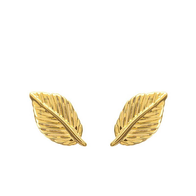 Yellow Gold-Plated Leaf Fantasy Earrings - Naïades