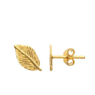 Boucles d'oreilles fantaisie feuille, plaqué or jaune - Naïades