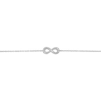 925 Silver & Cubic Zirconia Infinity Bracelet, Length 18 cm - Naïades