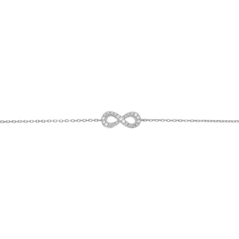925 Silver & Cubic Zirconia Infinity Bracelet, Length 18 cm - Naïades