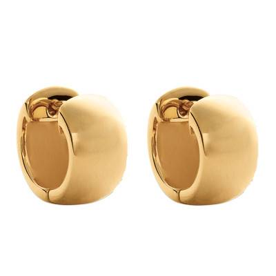 Gold-Plated Half-Domed Rectangle Wire Hoop Earrings, 12 mm Diameter - Naïades