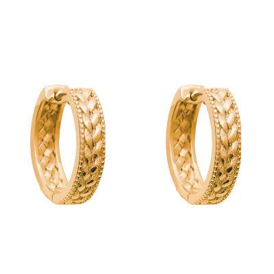 Yellow Gold-Plated Braided Crown Hoop Earrings, 25 mm Diameter - Naïades
