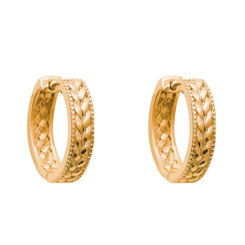 Yellow Gold-Plated Braided Crown Hoop Earrings, 25 mm Diameter - Naïades