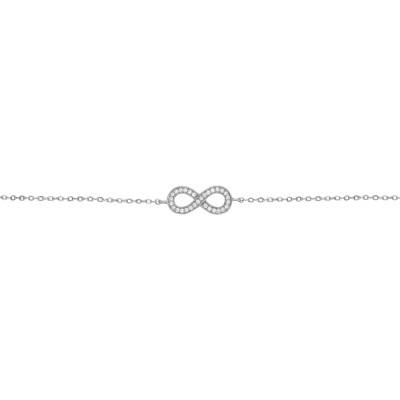 Bracelet Infini Oxydes de Zirconium Blanc & Argent 925, Longueur 18 cm - Naïades