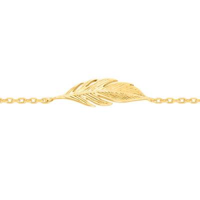 Yellow Gold-Plated Feather Bracelet, Length 18 cm - Naïades
