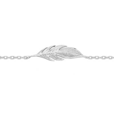 Rhodium-Plated 925 Silver Feather Bracelet, Length 18 cm - Naïades