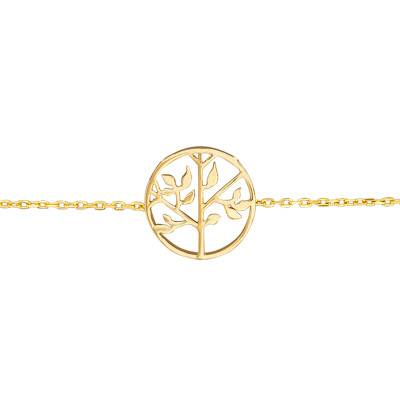 Yellow Gold-Plated Tree of Life Bracelet, 17 cm to 18 cm Length - Naïades