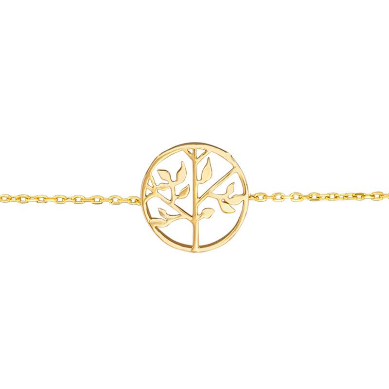 Yellow Gold-Plated Tree of Life Bracelet, 17 cm to 18 cm Length - Naïades