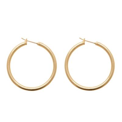 Gold-Plated 750 Thick Hoop Earrings, 40 mm Diameter - Naïades