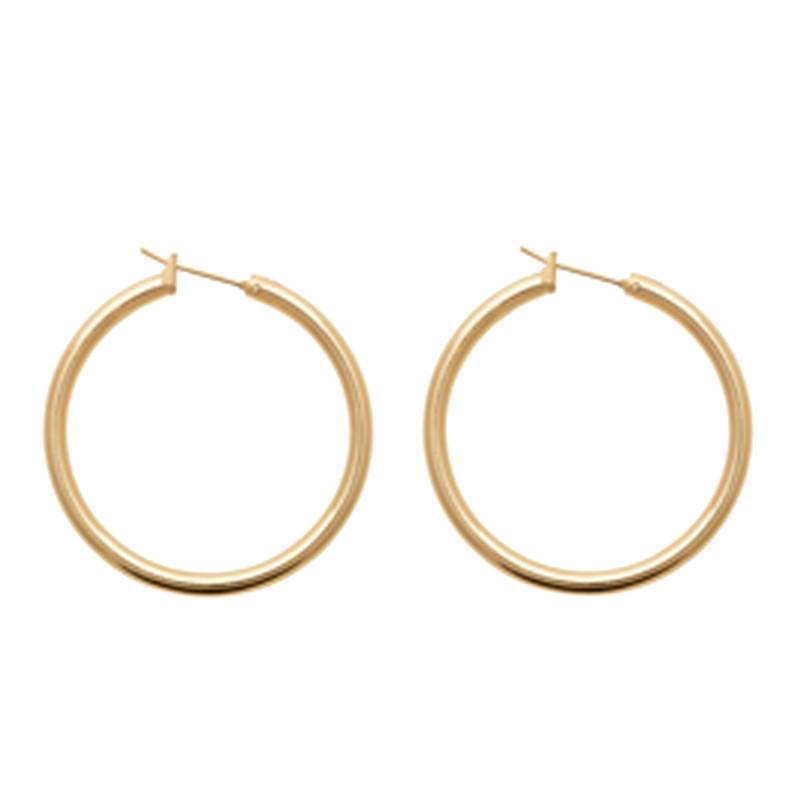 Gold-Plated 750 Thick Hoop Earrings, 40 mm Diameter - Naïades