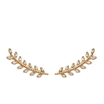 Gold-Plated Leaf Ear Climbers - Naïades