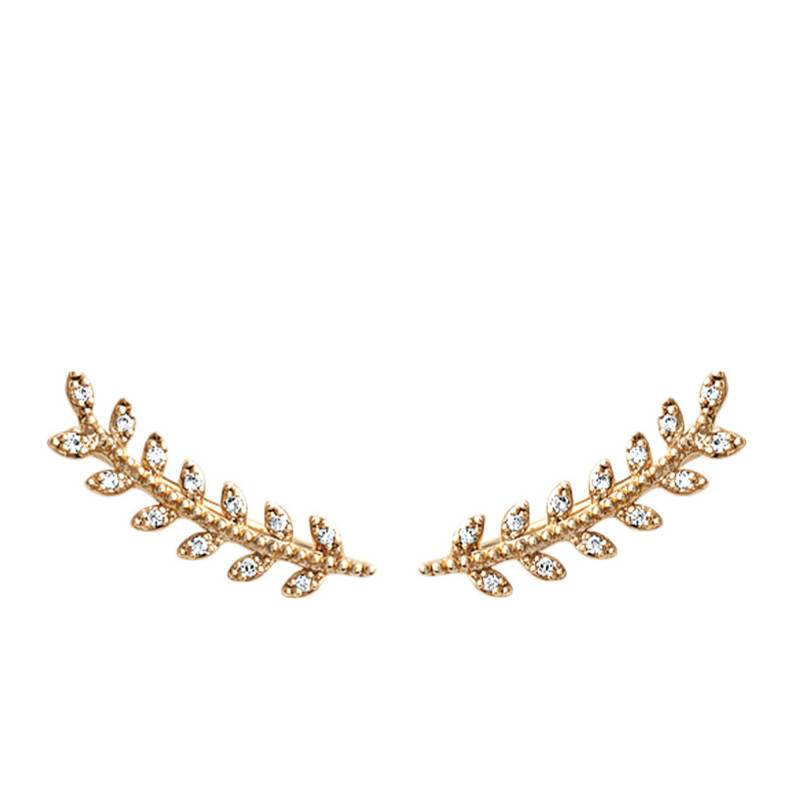Gold-Plated Leaf Ear Climbers - Naïades
