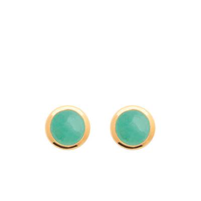 Puces d'Oreilles Aventurine, Plaqué Or 750 - Naïades