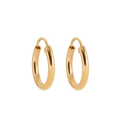 Gold-Plated 750 Thick Hoop Earrings, 14 mm Diameter - Naïades