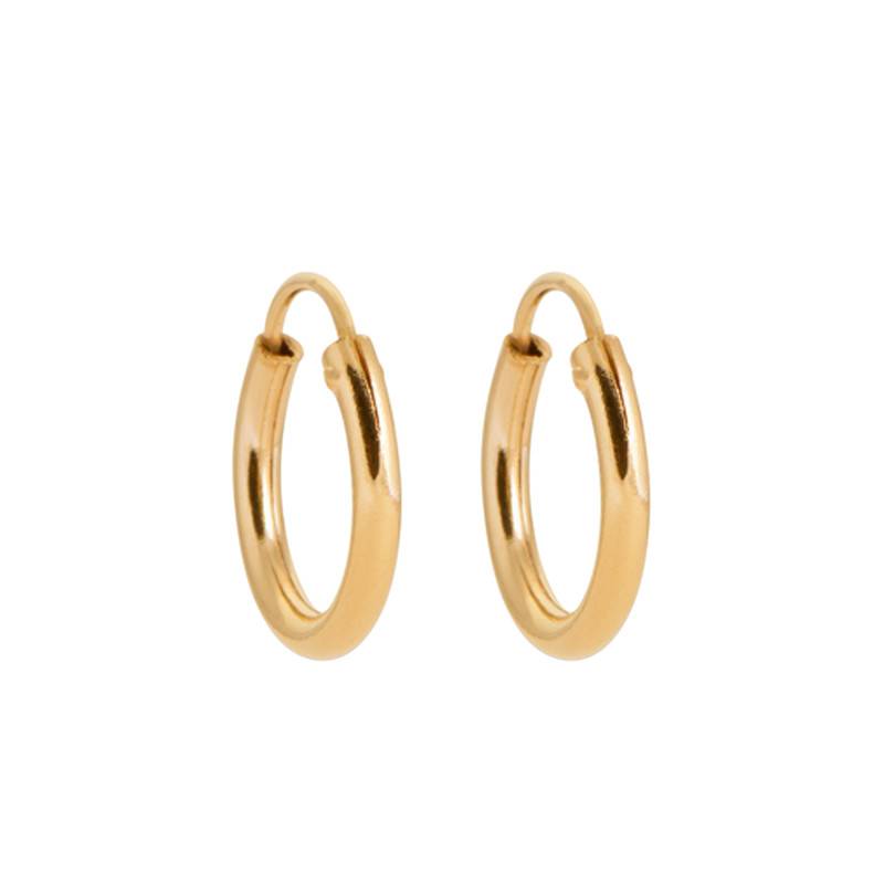 Gold-Plated 750 Thick Hoop Earrings, 14 mm Diameter - Naïades