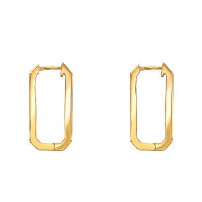 18K Gold-Plated Rectangular Hoop Earrings - Naïades
