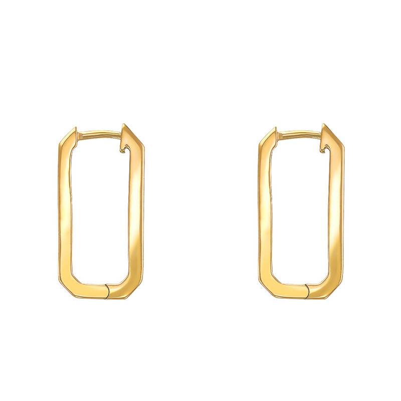 18K Gold-Plated Rectangular Hoop Earrings - Naïades