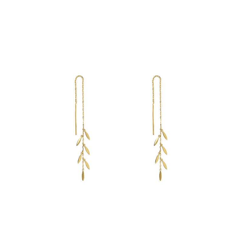 Yellow Gold-Plated Bead Drop Earrings - Naïades