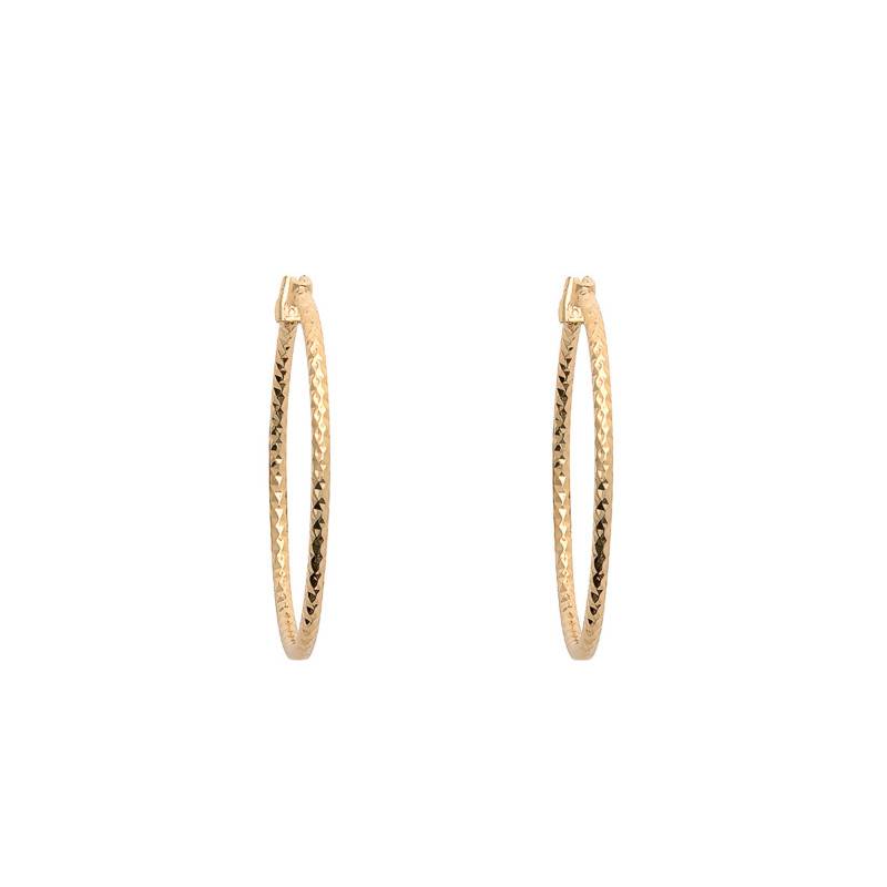 Gold-Plated Diamond-Effect Hoop Earrings, 30 mm or 50 mm Diameter - Naïades