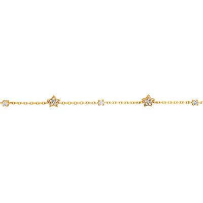 Yellow 18K Gold-Plated Star Bracelet with Zirconium Oxides, 18 cm Length - Naïades