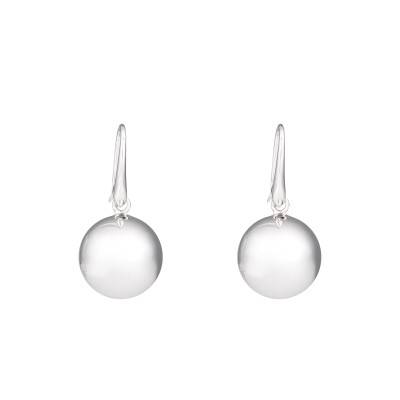 925 Sterling Silver Rotterdam Ball Drop Earrings, Diameters from 14 mm to 18 mm - Una Storia