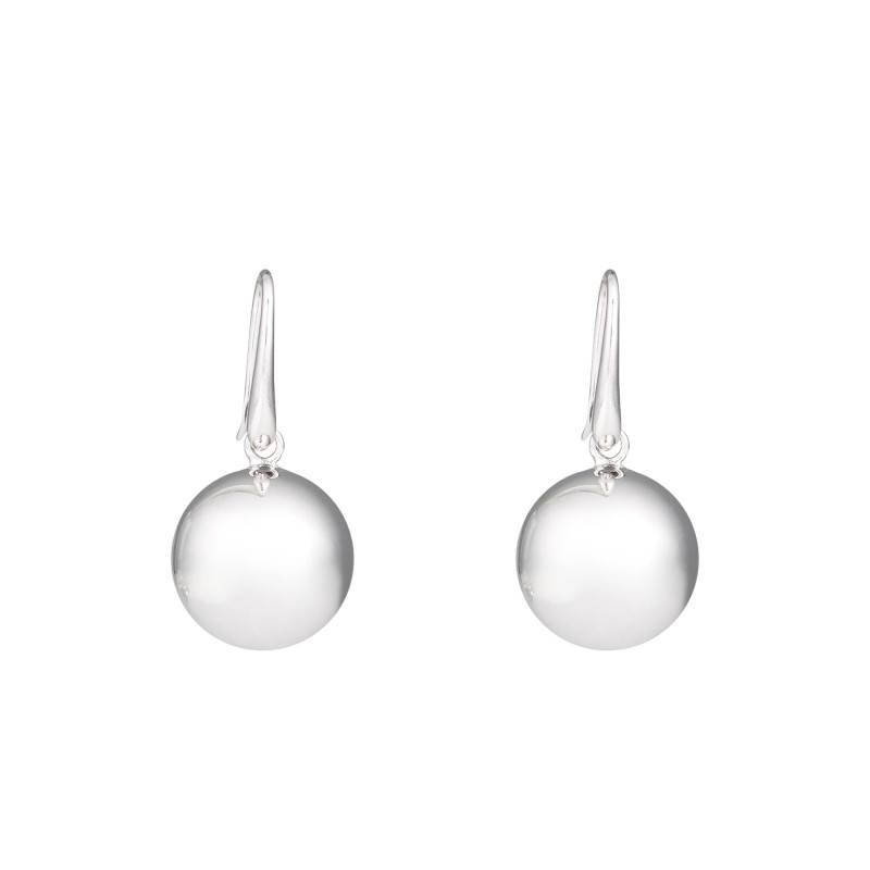 925 Sterling Silver Rotterdam Ball Drop Earrings, Diameters from 14 mm to 18 mm - Una Storia