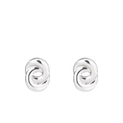 Vérona 925 Silver Interlocked Rings Hoop Earrings - Una Storia