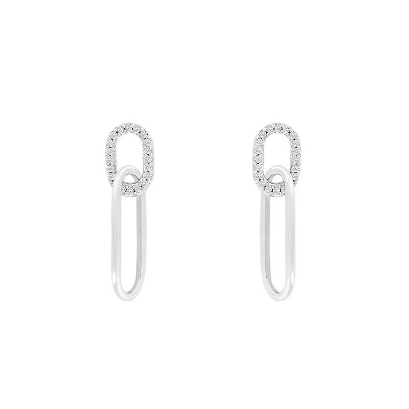 Rhodium-Plated Silver & Cubic Zirconia Earrings - Naïades