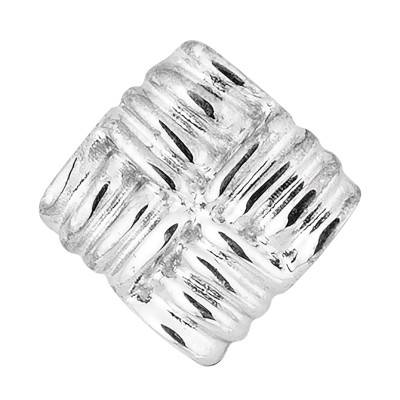 925 Sterling Silver Textured Square Manhattan Pendant - Una Storia